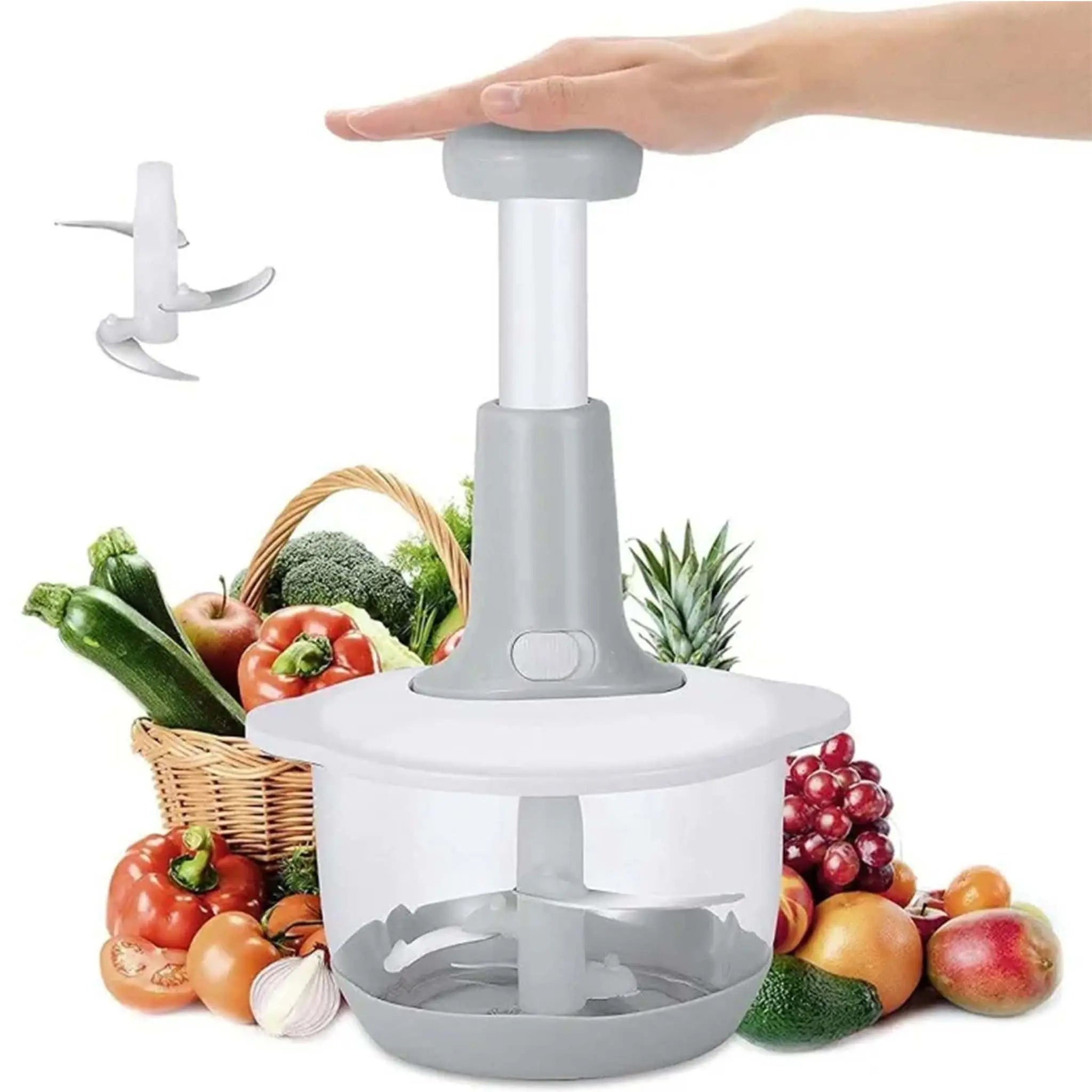 Manual Hand Push Chopper |  Multi-functional Vegetable Meat Grinder – 1.5 Liter - Pure Bazaar PK