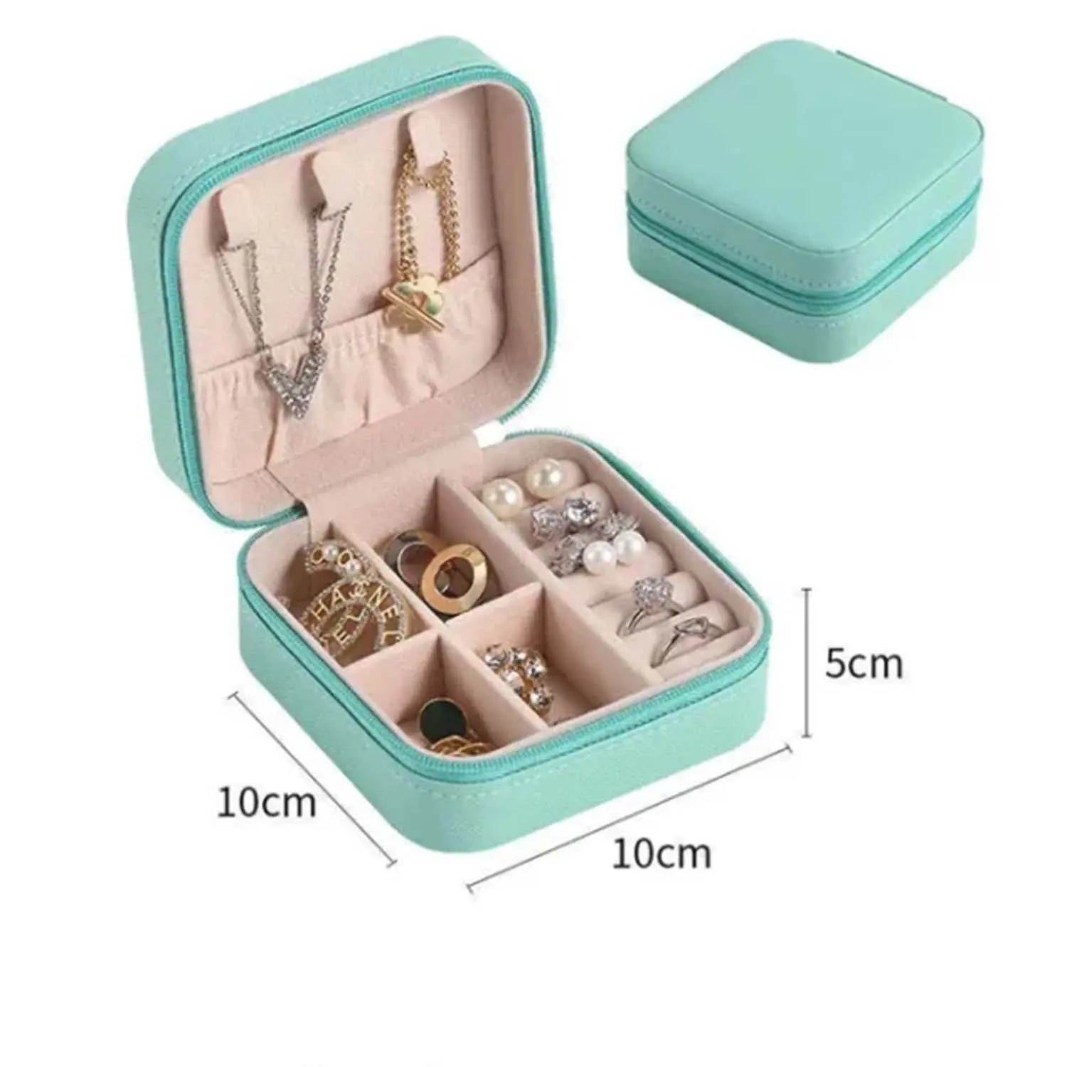 Leather Jewelry Box for Earrings, Rings, and Cosmetics in  (Random Color) - Pure Bazaar PK